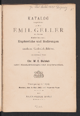 Vorschaubild von Slg. Emil Geller, Dresden, Abt. 2: Kupferst. Radierungen etc.