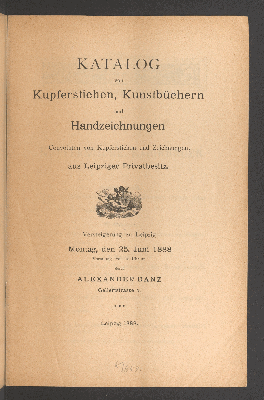 Vorschaubild von Kupferst., Kunstbücher, Handzeichn. u. s. w. aus Leipziger Privatbesitz