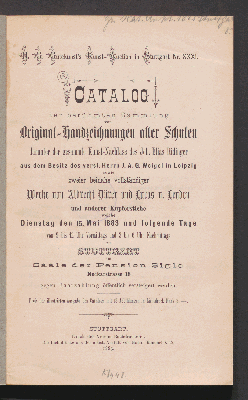 Vorschaubild von Slg. von Orig. Handzeichn. u. a. aus dem Besitz I. A. G. Weigel, Leipzig