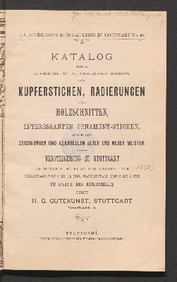 Vorschaubild von Slg. von Kupferst., Radierungen u. Holzschn., Ornamentstichen, Zeichn. u. Aquarelle
