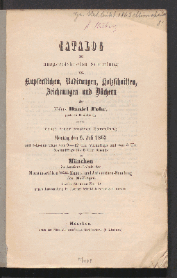 Vorschaubild von Kupferstich - Slg. aus d. Nachlasse des Malers Daniel Fohr, Heidelberg etc.