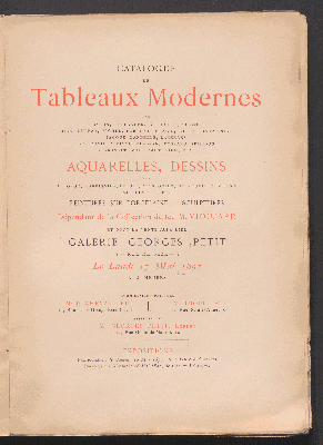 Vorschaubild von Catalogue de Tableaux Modernes par