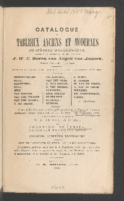 Vorschaubild von Notice des prix et des acquéreurs des tableaux anciens et modernes de l'école hollandaise... de la collection de feu monsieur A.W.C. baron van Nagell van Ampsen ... , vendue à la Haye, le 5 septembre 1851