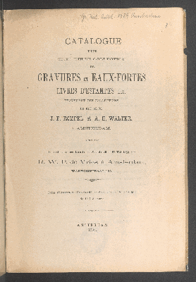 Vorschaubild von Catalogue d'une très belle collection de dessins anciens et modernes provenant des collections de feu M. M. J. F. Rompel et A. H. Walter ...