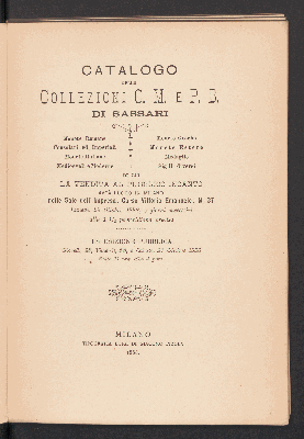 Vorschaubild von Catalogo della Collezioni C. M. e P. B. di Sassari