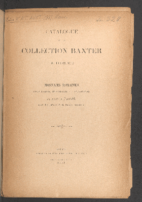 Vorschaubild von Catalogue de la Collection Baxter de Florence