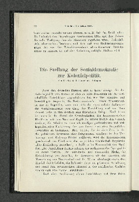 Vorschaubild von Die Stellung der Sozialdemokratie zur Kolonialpolitik. von Gerhard Hildebrand.