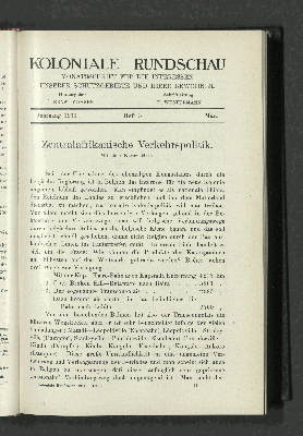 Vorschaubild von Kolonial Rundschau. Monatsschrift für die Interessen unserer Schutzgebiete und ihrer Bewohner. Herausgeber: Ernst Vohsen. Schriftleitung: D. Westermann. Jahrgang 1911. Heft 3. März.