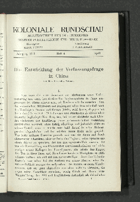 Vorschaubild von Die Entwicklung der Verfassungsfrage in China. Von M. v. Brandt, Weimar.