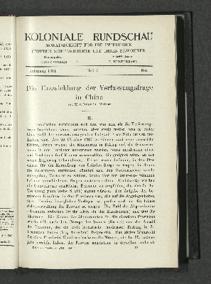 Vorschaubild von Die Entwicklung der Verfassungsfrage in China. Von M. v. Brandt, Weimar.