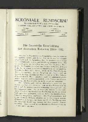 Vorschaubild von Die finanzielle Entwicklung der deutschen Kolonien 1910-1911.