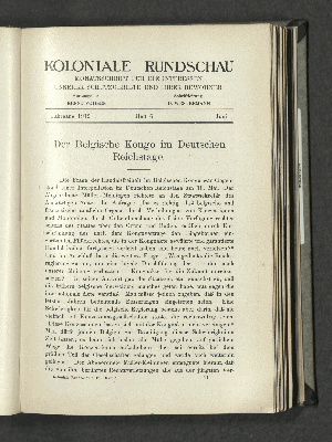 Vorschaubild von Der Belgische Kongo im Deutschen Reichtstage.