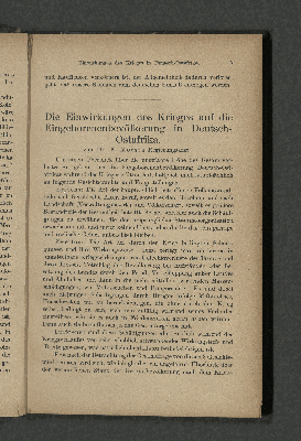 Vorschaubild von Die Einwirkungen der Krieges auf die Eingeborenenbevölkerung in Deutsch-Ostafrika.