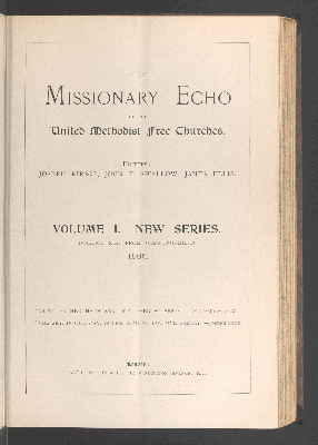 Vorschaubild von [The missionary echo of the United Methodist Free Churches]