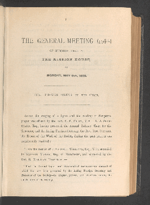 Vorschaubild von The general meeting (104th) of members, held in the mission house, on Monday, May 9th, 1898