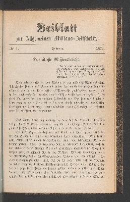 Vorschaubild von Beiblatt. No 1. Februar 1879