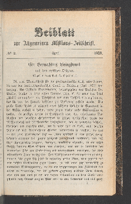 Vorschaubild von Beiblatt. No 2. April 1879