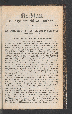 Vorschaubild von Beiblatt. No 6. December 1879