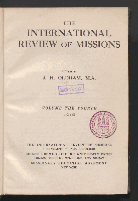 Vorschaubild von [International review of mission]