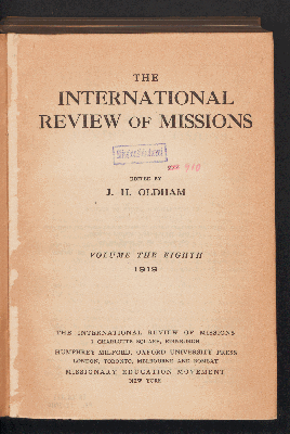 Vorschaubild von [International review of mission]