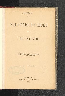 Vorschaubild von Das elektrische Licht in der Heilkunde