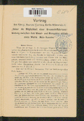 Vorschaubild von [Ueber die Möglichkeit einer Grossschiffahrtsverbindung zwischen dem Weser- und Maingebiet mittels eines Werra-Main-Kanales ; [Bericht über Punkt 1 der Tagesordnung der Wanderversammlung des Zentralvereins für Deutsche Binnenschiffahrt zu Würzburg am 1. Oktober 1910] ; Vortrag]