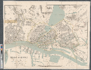 Vorschaubild von Die Stadt Hamburg mit Angabe ihrer Begrenzung in den Jahren 900, 1300, 1560, 1880, der Grenzen der Vorstadt St. Georg 1700 und der Vorstadt St. Pauli 1845