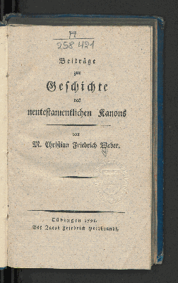 Vorschaubild von Beiträge zur Geschichte des neutestamentlichen Kanons