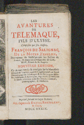 Vorschaubild von Les avantures de Télémaque, fils d'Ulysse