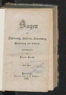 Vorschaubild von [Sagen aus Schleswig, Holstein, Lauenburg, Hamburg und Lübeck]