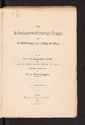 Vorschaubild von Die Arbeiterwohnungsfrage und die Bestrebungen zur Lösung derselben