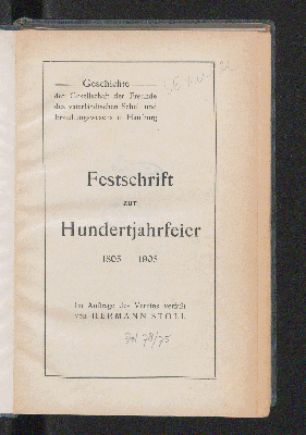 Vorschaubild von Geschichte der Gesellschaft der Freunde des Vaterländischen Schul- und Erziehungswesens in Hamburg