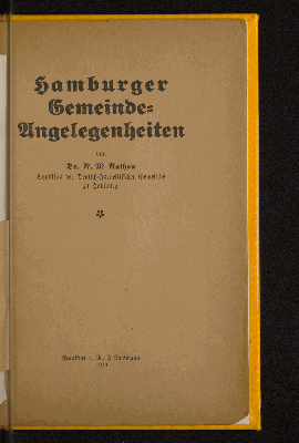 Vorschaubild von Hamburger Gemeindeangelegenheiten