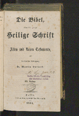 Vorschaubild von Die Bibel, oder die ganze Heilige Schrift des Alten und Neuen Testaments