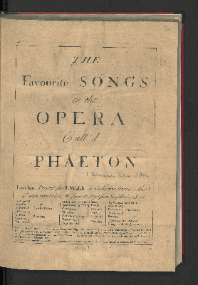 Vorschaubild von The favourite songs in the opera call'd Phaeton