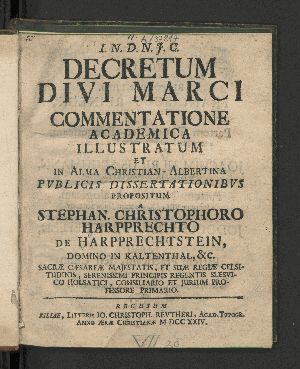 Vorschaubild von Decretum Divi Marci Commentatione Academica Illustratum ...