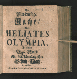 Vorschaubild von Die Blut-durstige Rache/ Oder: Heliates und Olympia