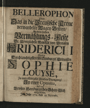 Vorschaubild von Bellerophon Oder: Das in die Preußische Krone verwandelte Wagen-Gestirn