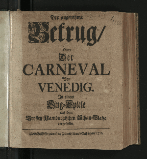 Vorschaubild von Der angenehme Betrug/ Oder: Der Carneval Von Venedig