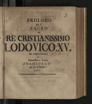 Vorschaubild von Prologo per il Sacro del Rè Cristianissimo Lodovico. XV.