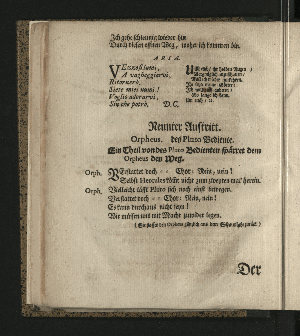 Vorschaubild von [Die wunderbare Beständigkeit der Liebe, oder Orpheus; in einem musicalischen Dramate im Hamburgischen Opern-Hause, vermittelst eines Concerts, am 9 Mertz 1726, durch Veranstaltung Madame Kayserinn, aufgefuehret]