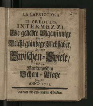 Vorschaubild von La Capricciosa E Il Credulo