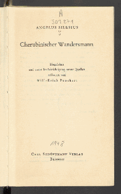 Vorschaubild von Cherubinischer Wandersmann