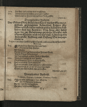 Vorschaubild von [Der die Vestung Siebenbürgisch-Weissenburg erobernde und über die Dacier triumphirende Kayser Trajanus, Wurde/ An dem theuren Carols- und Nahmenstage/ Ihro Röm. Kayserl. und Cathol. Majestät/ ... Wegen des andern/ unter Helden-müthiger Anführung Ihro Durchl. des Printzen Eugenius, über die Türcken befochtenen Sieges/ und darauf höchst-glücklich erfolgter Eroberung der Vestung Griechisch-Weissenburg/ oder Belgrad, Zu Bezeugung der allerunterthänigsten hierob geschöpfften Freude/ in einem dazu verfertigten Sing-Spiele/ und deßwegen errichteter Ehren-Pforte/ Auf dem Hamburgischen Schau-Platz/ fürgestellet/ Im Monath November/ 1717.]