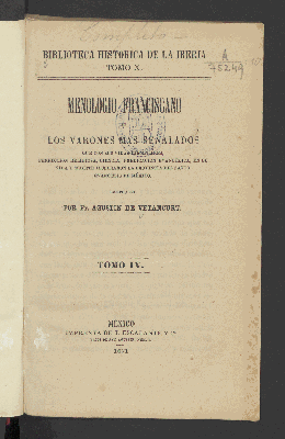 Vorschaubild von Menologio franciscano de los varones mas señalados que con sus vidas ejemplares, perfección religiosa, ciencia, predicación evangélica, en su vida y muerte ilustraron la Provincia del Santo Evangelio de México