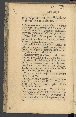 Vorschaubild von [Constitución política del estado libre de Jalisco, sancionada por su congreso constituyente en 18 de noviembre de 1824]