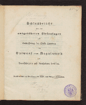 Vorschaubild von Schlußbericht über die ausgeführten Sielanlagen zur Entwässerung der Stadt Hamburg