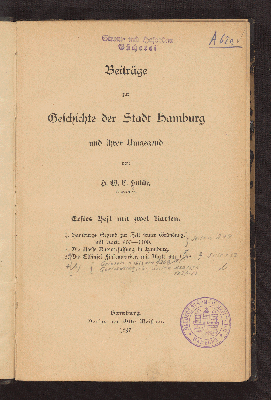 Vorschaubild von [Beiträge zur Geschichte der Stadt Hamburg und ihrer Umgegend]