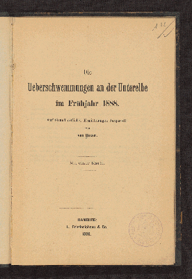 Vorschaubild von Die Überschwemmungen an der Unterelbe im Frühjahr 1888