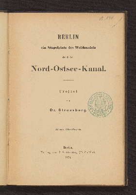 Vorschaubild von Berlin ein Stapelplatz des Welthandels durch den Nord-Ostsee-Kanal